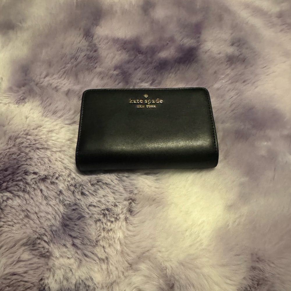 Kate Spade Black with Lime Green interior Bi fold wallet